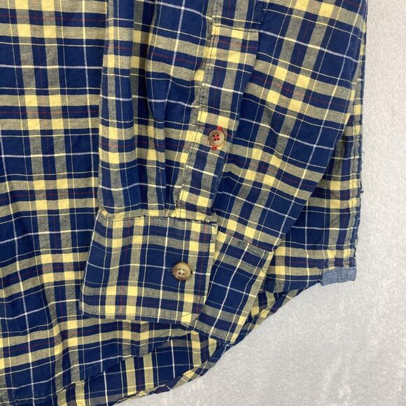 Lot of 2 Izod Button Up Shirt Mens Large Plaid Blue Yellow Heritage Tartan - Picture 5 of 16